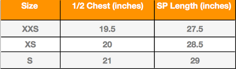 16392 Badminton Shirt Sizing Chart at Badminton Warehouse